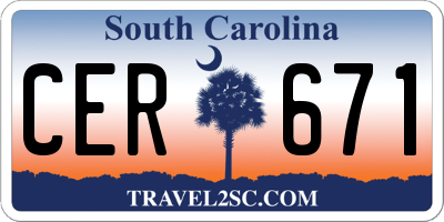 SC license plate CER671