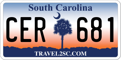 SC license plate CER681