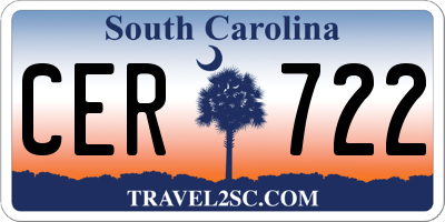 SC license plate CER722