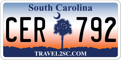 SC license plate CER792