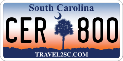SC license plate CER800