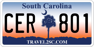 SC license plate CER801
