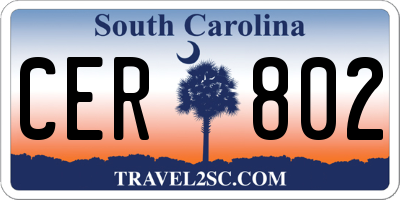 SC license plate CER802