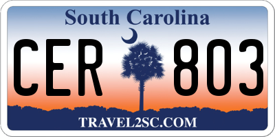 SC license plate CER803