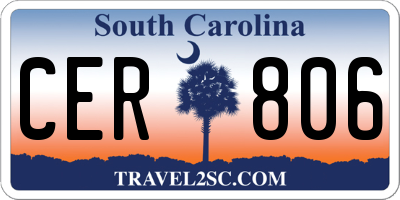 SC license plate CER806