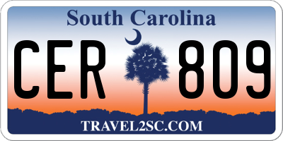 SC license plate CER809