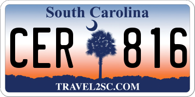 SC license plate CER816