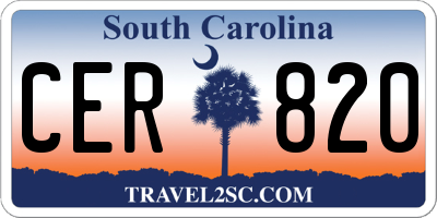 SC license plate CER820