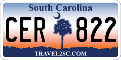 SC license plate CER822