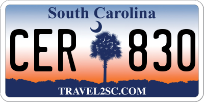 SC license plate CER830