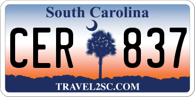 SC license plate CER837