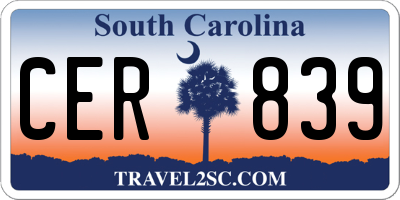 SC license plate CER839