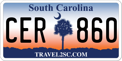 SC license plate CER860