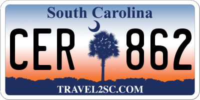 SC license plate CER862