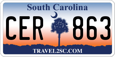 SC license plate CER863