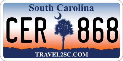 SC license plate CER868