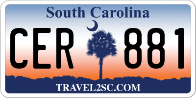 SC license plate CER881