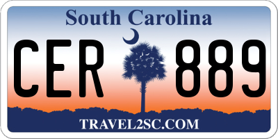 SC license plate CER889