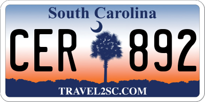 SC license plate CER892