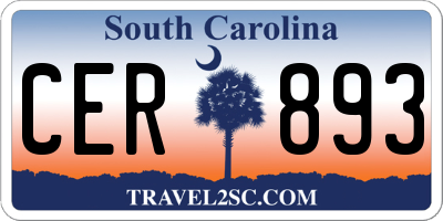SC license plate CER893