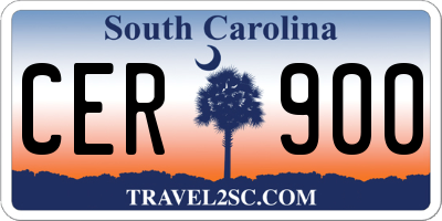 SC license plate CER900