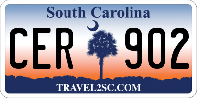 SC license plate CER902