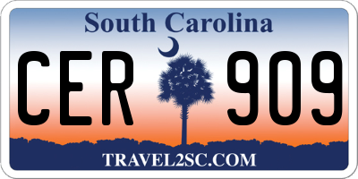 SC license plate CER909