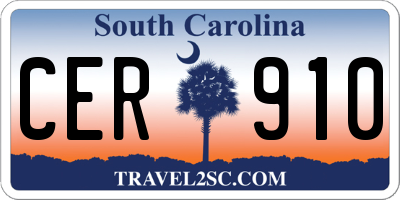 SC license plate CER910