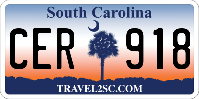 SC license plate CER918