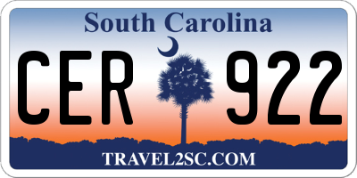 SC license plate CER922