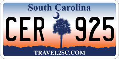 SC license plate CER925