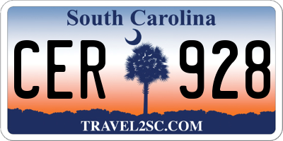 SC license plate CER928