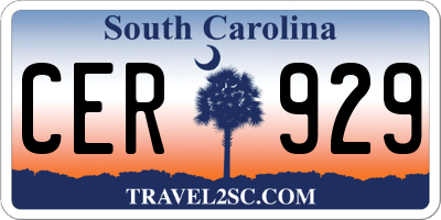 SC license plate CER929