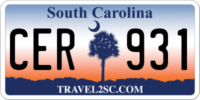 SC license plate CER931
