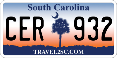 SC license plate CER932