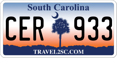SC license plate CER933