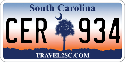 SC license plate CER934