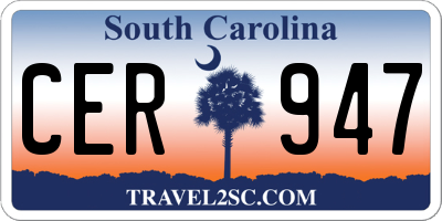 SC license plate CER947