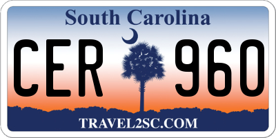 SC license plate CER960