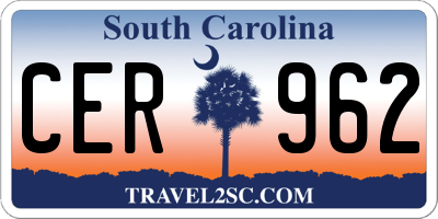 SC license plate CER962