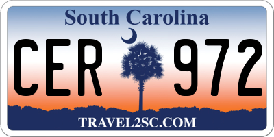 SC license plate CER972