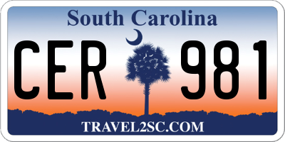 SC license plate CER981
