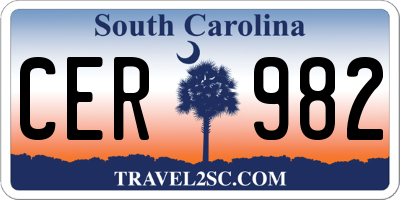 SC license plate CER982