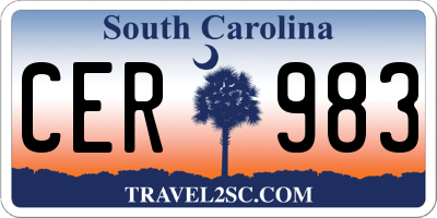 SC license plate CER983