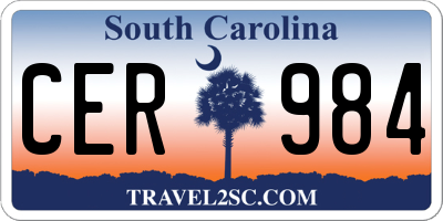 SC license plate CER984