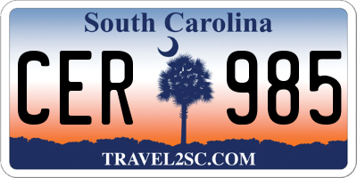 SC license plate CER985