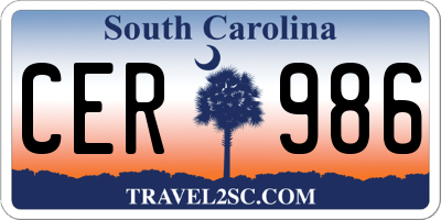 SC license plate CER986