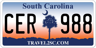 SC license plate CER988