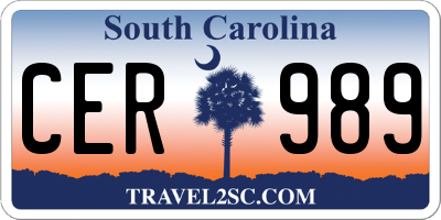 SC license plate CER989