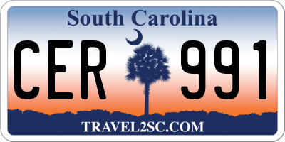 SC license plate CER991